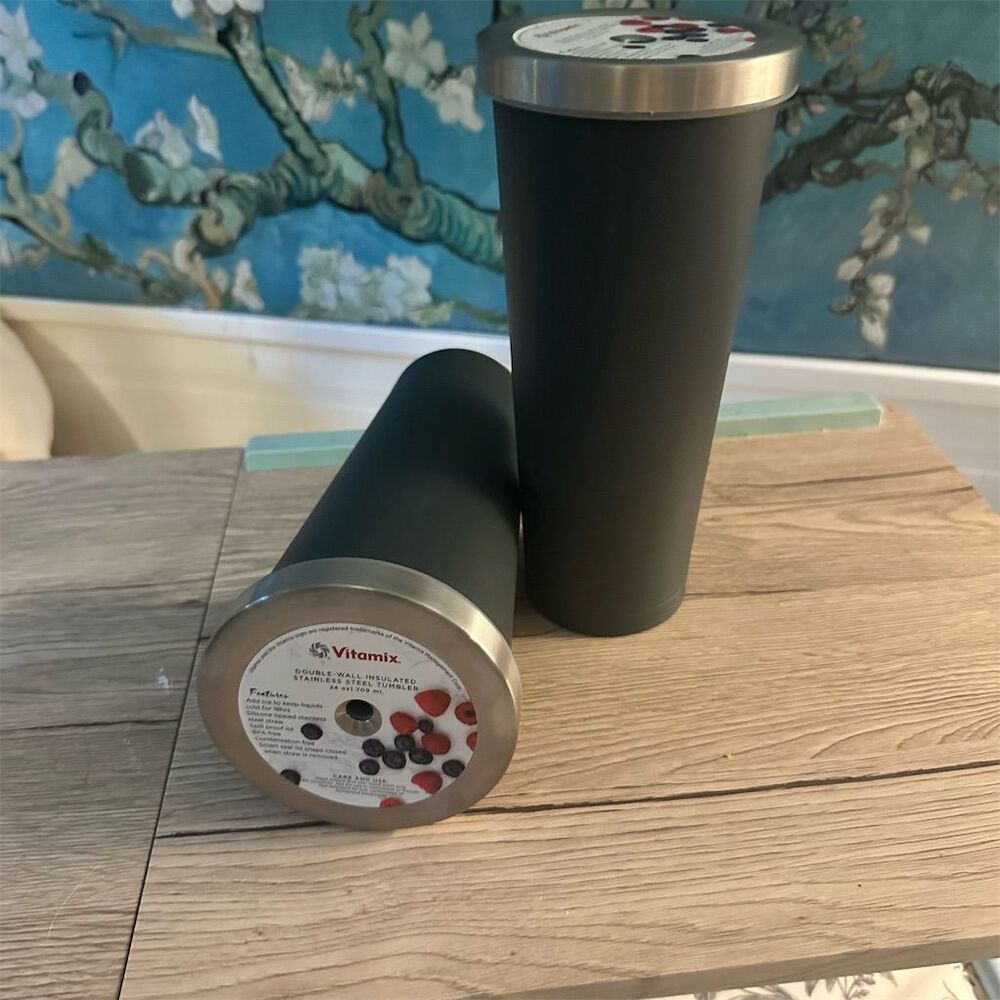 Vitamix 24 Oz Insulated Stainless Steel Tumbler Set of 2 gray